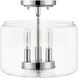 Asheville 3 Light 11 inch Chrome Indoor Semi-Flush Ceiling Light